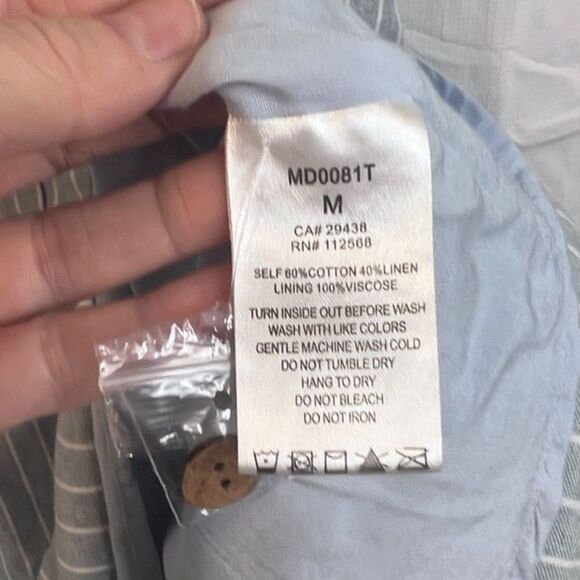 Miss Me Sleeveless Linen Blend Dress Embroidered Striped Low Back Size MD Boho - Picture 8 of 9